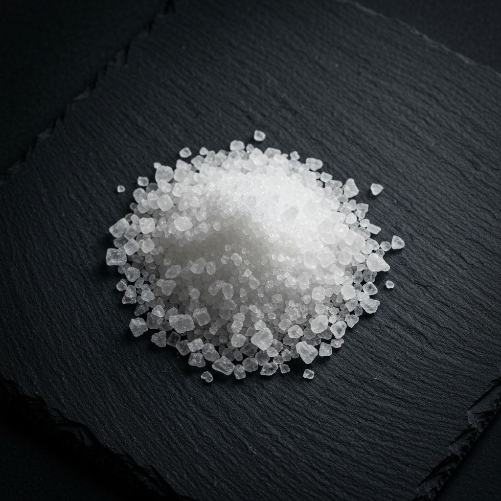 Salt crystals on black slate - The foundation of flavor