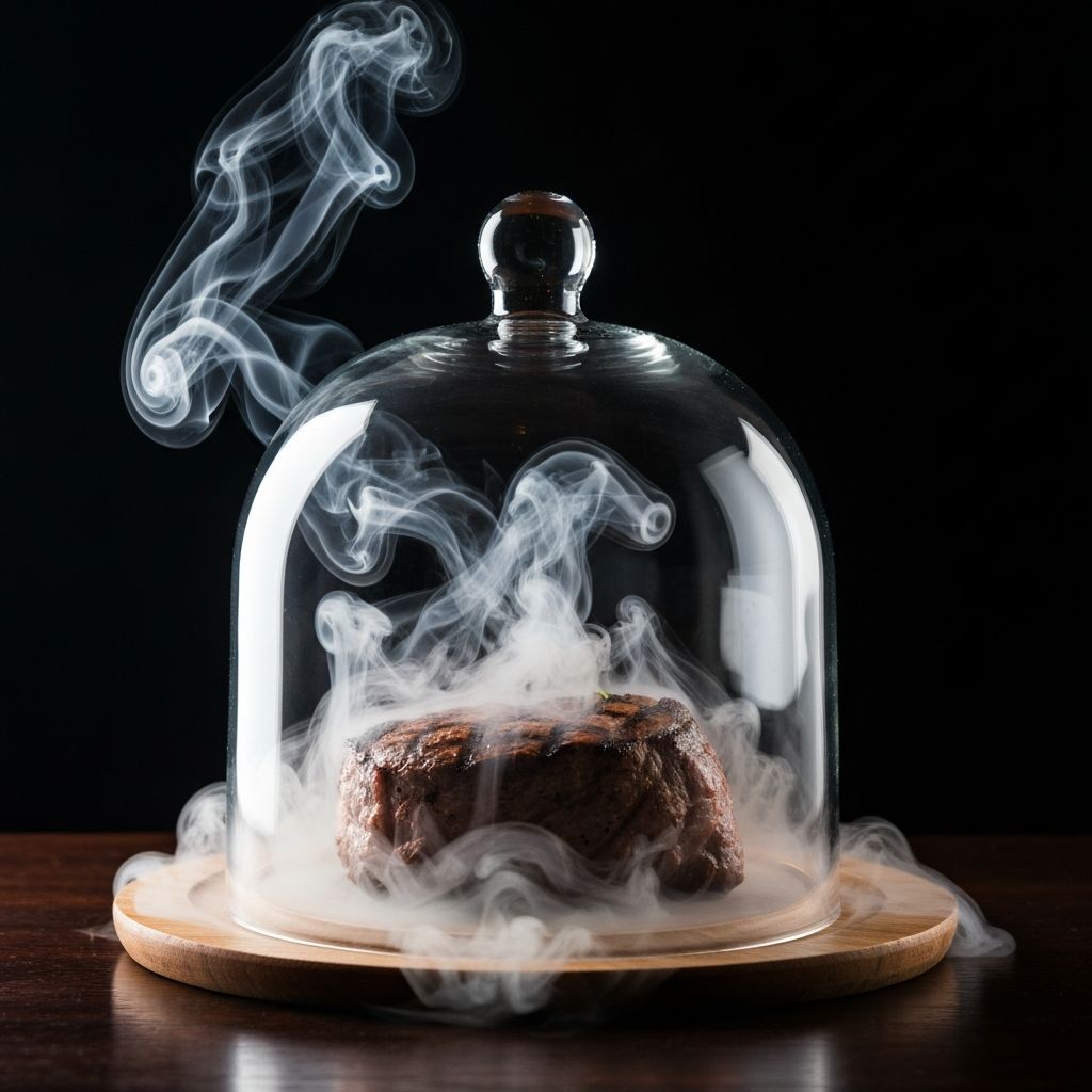 Smoke swirling in glass cloche - Capturing aroma